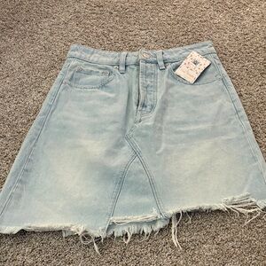 Free People Sky Blue Denim Skirt